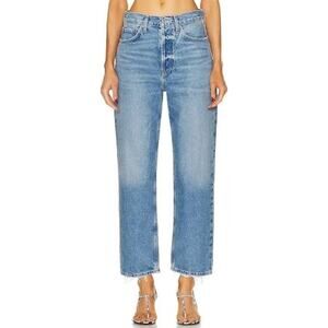 AGOLDE 90’s Crop Straight Leg Jean Light Wash Denim Distressed Hem Womens 31